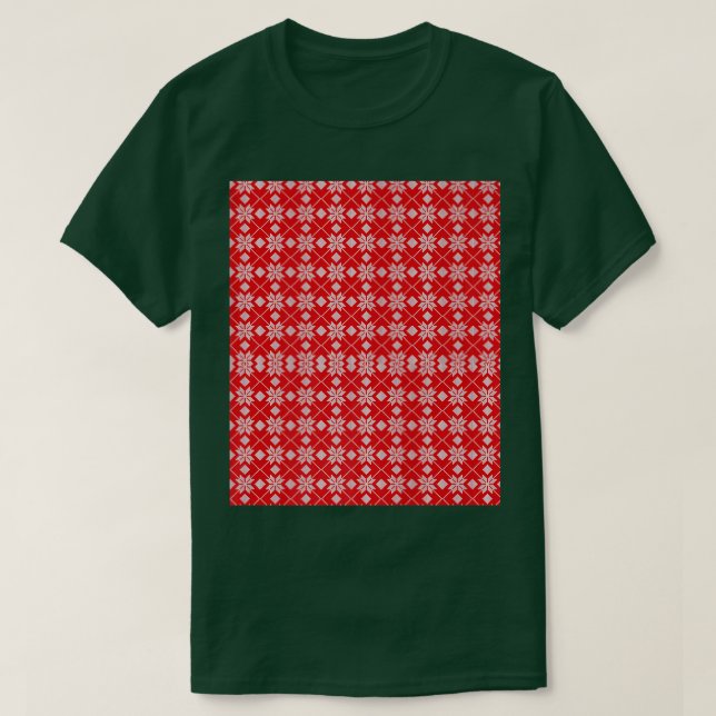 Red Christmas Snowflake Pattern for Winter  T-Shirt (Design Front)