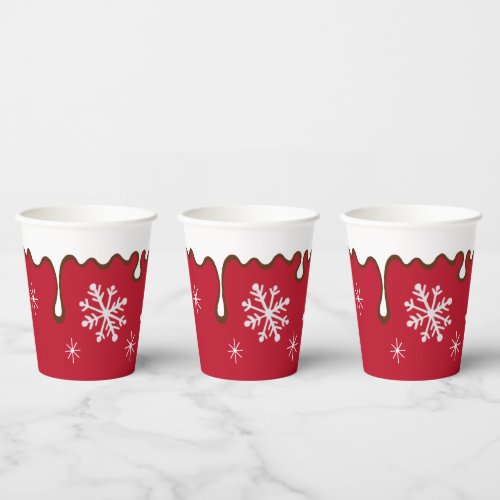 Red Christmas Snowflakes Party  Drink Coffee Cups