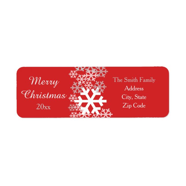Red Christmas Snowflakes Pattern Greetings Label (Front)