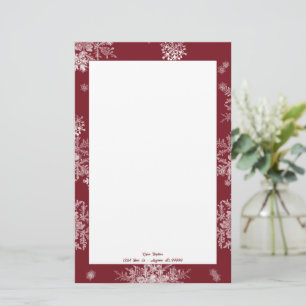 Red Christmas Snowflakes Personalized Stationery