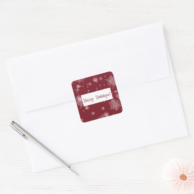 Red Christmas Snowflakes Sticker (Envelope)