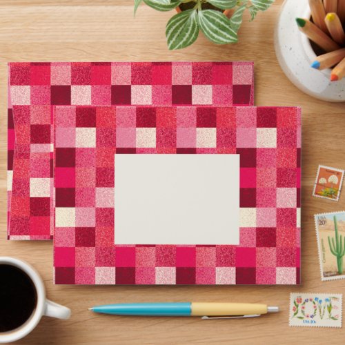 Red Christmas Sparkle Checkered Envelope