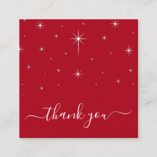 Red Christmas Sparkle Elegant Thank You Gratitude Square Business Card