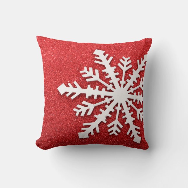 Red Christmas Sparkles Throw Pillow (Front)