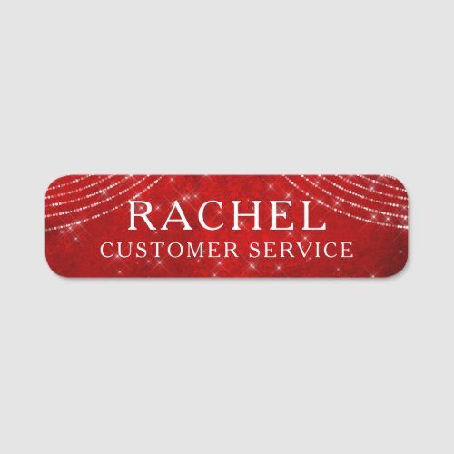 Red Christmas Sparkling Lights Personalized Name Name Tag