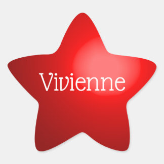 Red Christmas Star Ornament with Name Sticker