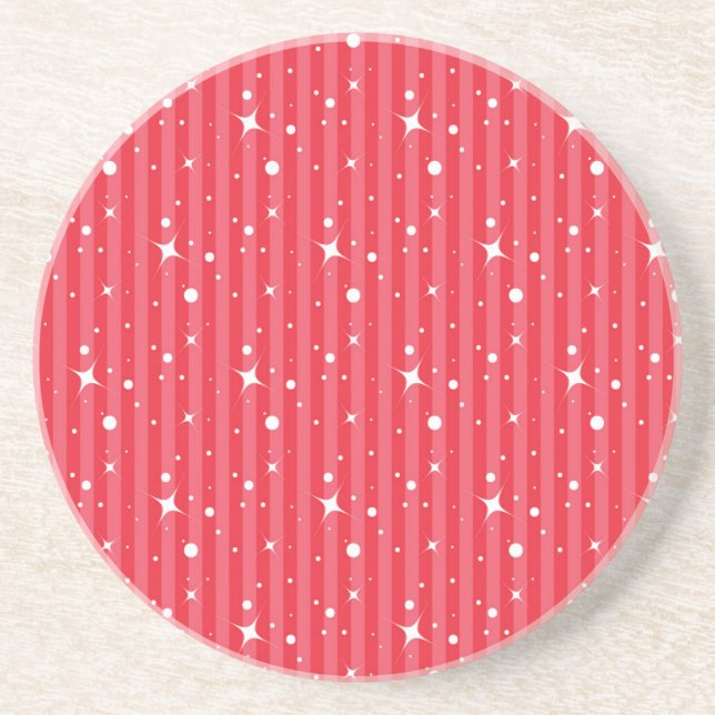 Red Christmas Stars Drink Coaster (Front)