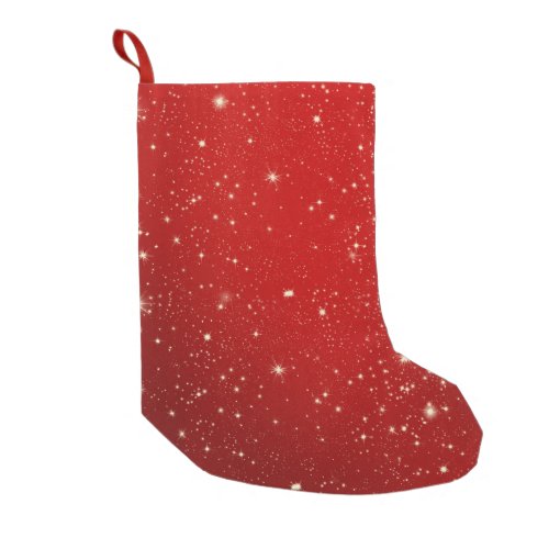 Red Christmas Stars Holiday Glitter Small Christmas Stocking