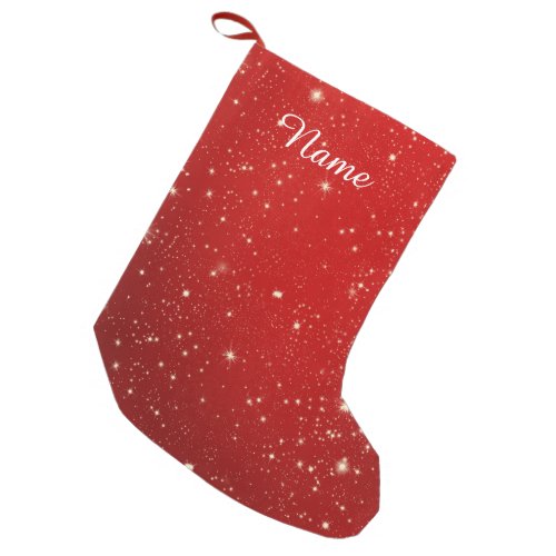 Red Christmas Stars Holiday Glitter Small Christmas Stocking