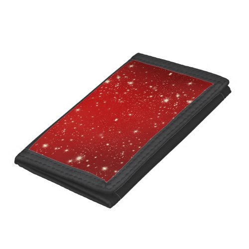 Red Christmas Stars Holiday Glitter Trifold Wallet