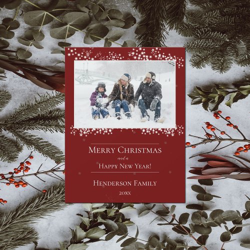 Red Christmas Stars Holiday Photo Card