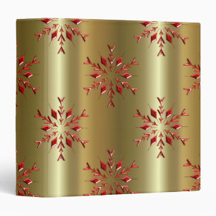Red Christmas Stars on Gold 3 Ring Binder