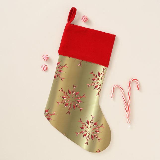 Red Christmas Stars on Gold Christmas Stocking (Front)