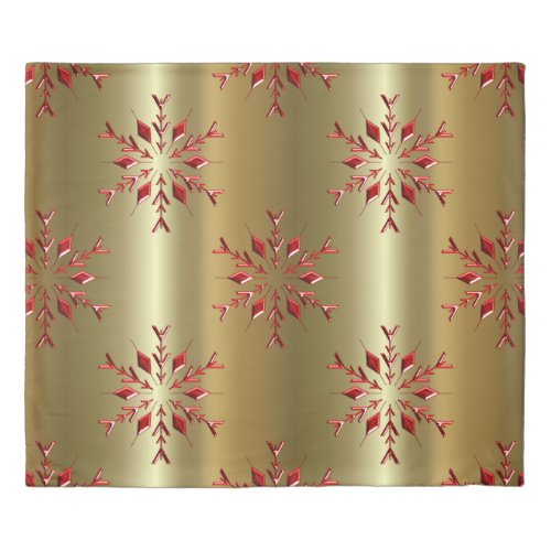 Red Christmas Stars on Gold Duvet Cover