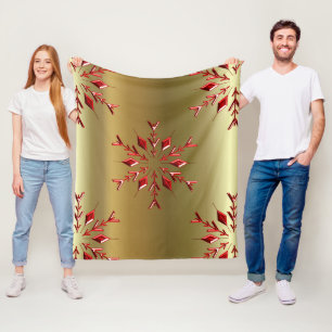 Red Christmas Stars on Gold Fleece Blanket