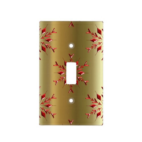 Red Christmas Stars on Gold Light Switch Cover