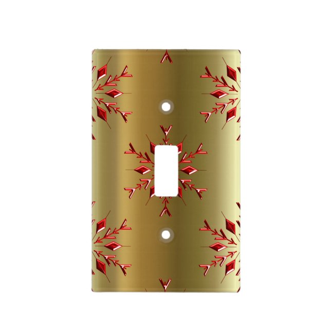 Red Christmas Stars on Gold Light Switch Cover (Front)