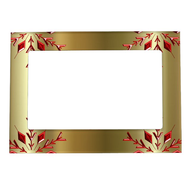 Red Christmas Stars on Gold Magnetic Frame (Front)
