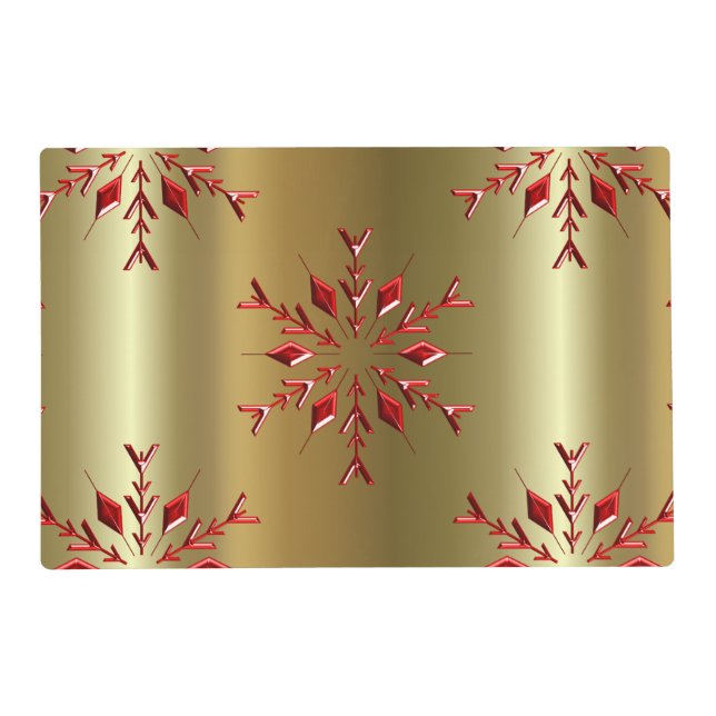 Red Christmas Stars on Gold Placemat (Front)