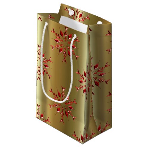 Red Christmas Stars on Gold Small Gift Bag