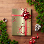 Red Christmas Stars on Gold Wrapping Paper<br><div class="desc">An elegant Christmas wrapping paper with a pattern of red stars (or snowflakes) scattered over a golden background to add a festive and sophisticated touch to your Christmas gifts this year.</div>
