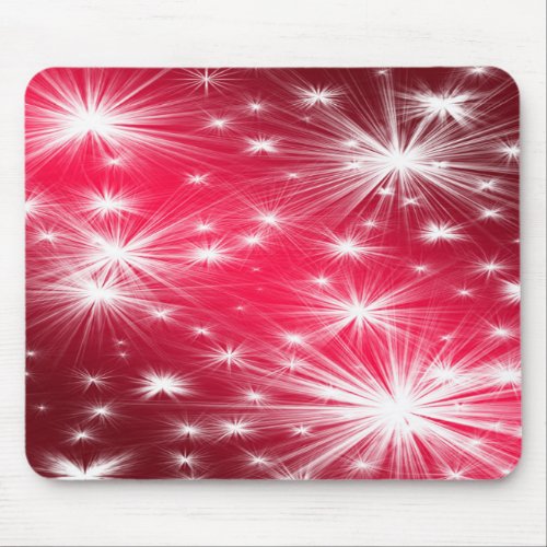 Red Christmas stars with snowflakes and poinsettia Mouse Pad