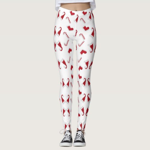 Red Christmas Stocking Cap  Candy Cane Leggings