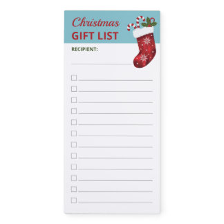 Red Christmas Stocking - Christmas Gift List Magnetic Notepad