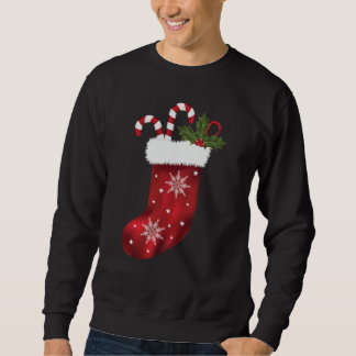 Red Christmas Stocking With Candy Canes And Holly Sweatshirt