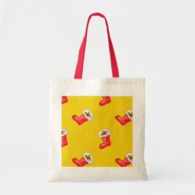 Red Christmas Stockings on Yellow