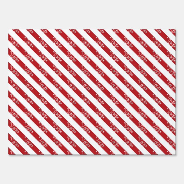 Red Christmas Stripes Sign (Back)