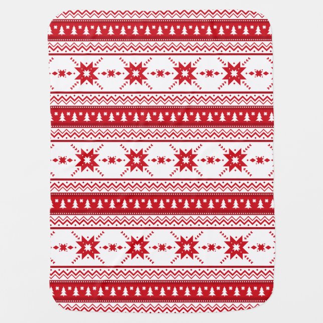 Red Christmas Sweater Inspired Pattern Baby Blanket (Front)