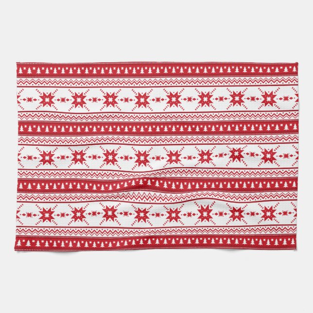 Red Christmas Sweater Inspired Pattern Towel (Horizontal)