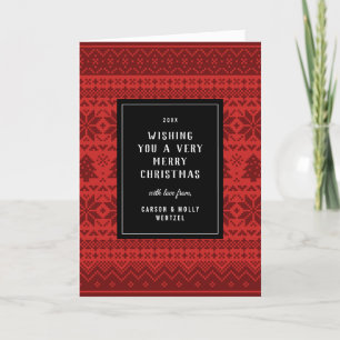 Red Christmas Sweater Patterned Holiday Card