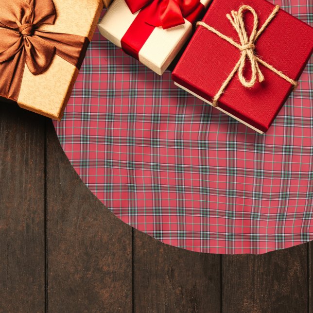 Red Christmas Tartan Plaid Pattern Brushed Polyester Tree Skirt (Creator Uploaded)