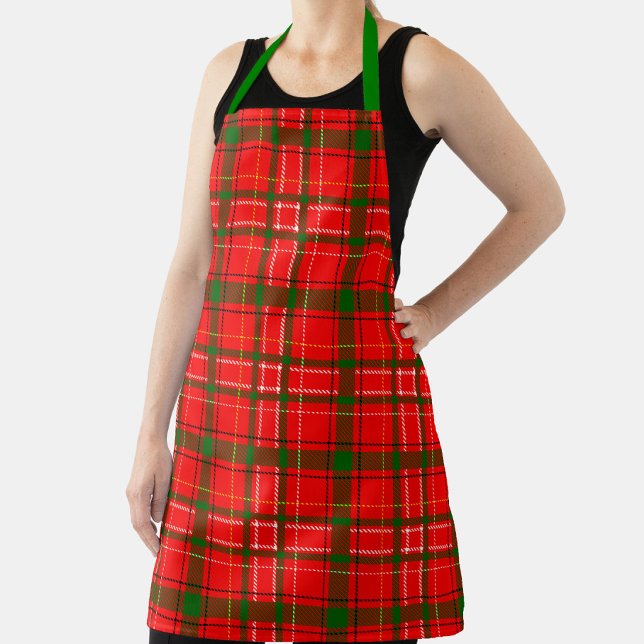 Red Christmas Tartan Plaid Pattern Design  Apron (Creator Uploaded)
