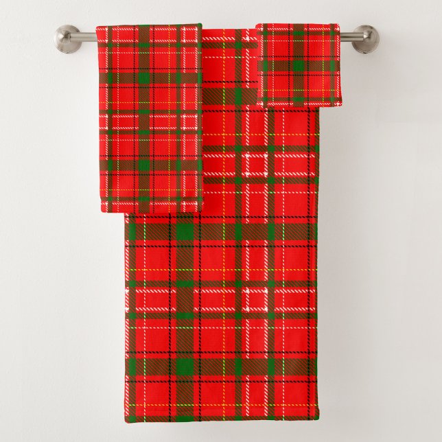 Red Christmas Tartan Plaid Pattern Design  Bath Towel Set (Creator Uploaded)