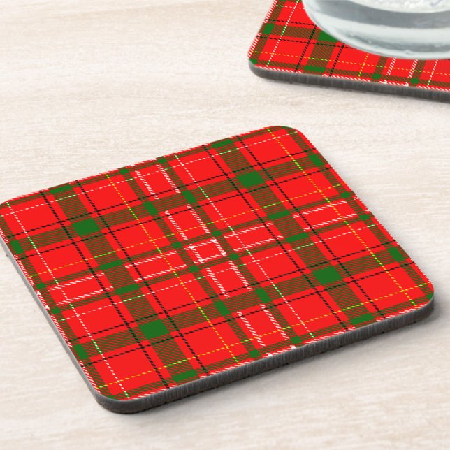 Red Christmas Tartan Plaid Pattern Design  Beverage Coaster (Creator Uploaded)