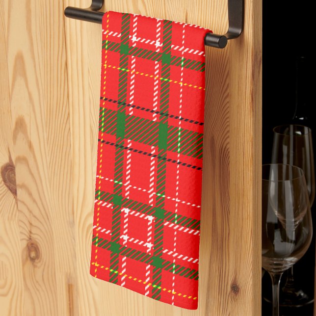 Red Christmas Tartan Plaid Pattern Design  Kitchen Towel (Creator Uploaded)