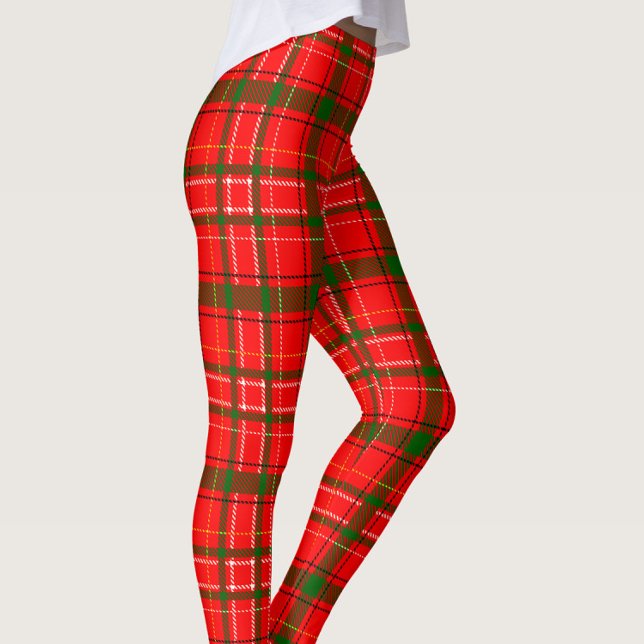 Red Christmas Tartan Plaid Pattern Design  Leggings (Creator Uploaded)