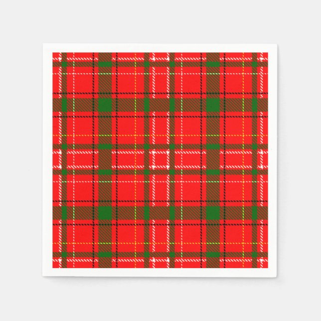 Red Christmas Tartan Plaid Pattern Design  Napkins (Front)