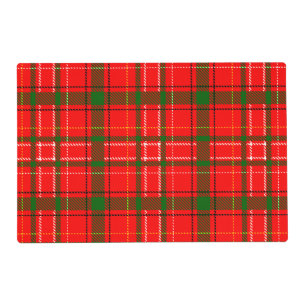 Red Christmas Tartan Plaid Pattern Design Placemat