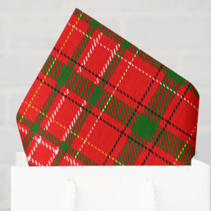 Red Christmas Tartan Plaid Pattern Design  Tissue Paper