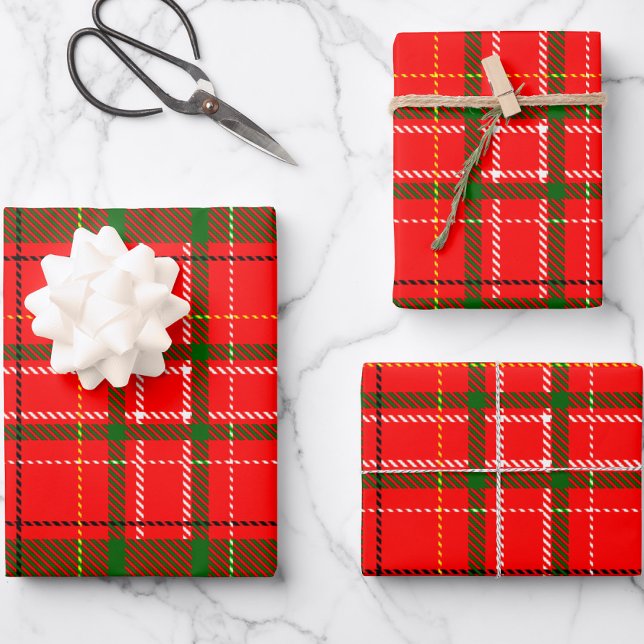Red Christmas Tartan Plaid Pattern Design  Wrapping Paper Sheets (Creator Uploaded)