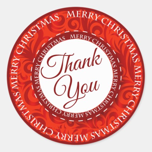 Red Christmas _ Thank You Classic Round Sticker
