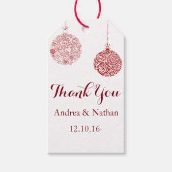 Red Christmas Thank You Gift Tag by SugSpc_Invitations at Zazzle