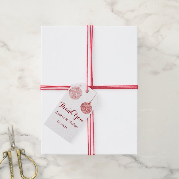 Red Christmas Thank You Gift Tag