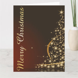 Red Christmas Theme with golden Christmas tree Card