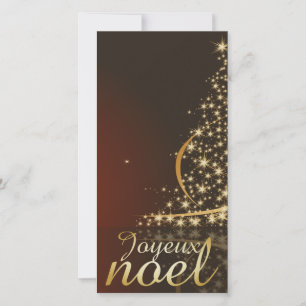Red Christmas theme with golden Christmas tree Holiday Card