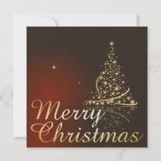 Red Christmas Theme with golden Christmas tree Invitation